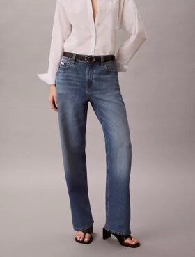 90s Straight Cotton Linen Τζιν