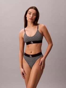 Bikini με ψηλή μέση από ελαστική Microfiber με γραφικό Monogram