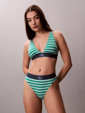 Bikini με ψηλή μέση από ελαστική Microfiber με γραφικό Monogram