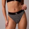 Bikini με ψηλή μέση από ελαστική Microfiber με γραφικό Monogram Bikini με ψηλή μέση από ελαστική Microfiber με γραφικό Monogram