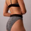 Bikini με ψηλή μέση από ελαστική Microfiber με γραφικό Monogram Bikini με ψηλή μέση από ελαστική Microfiber με γραφικό Monogram