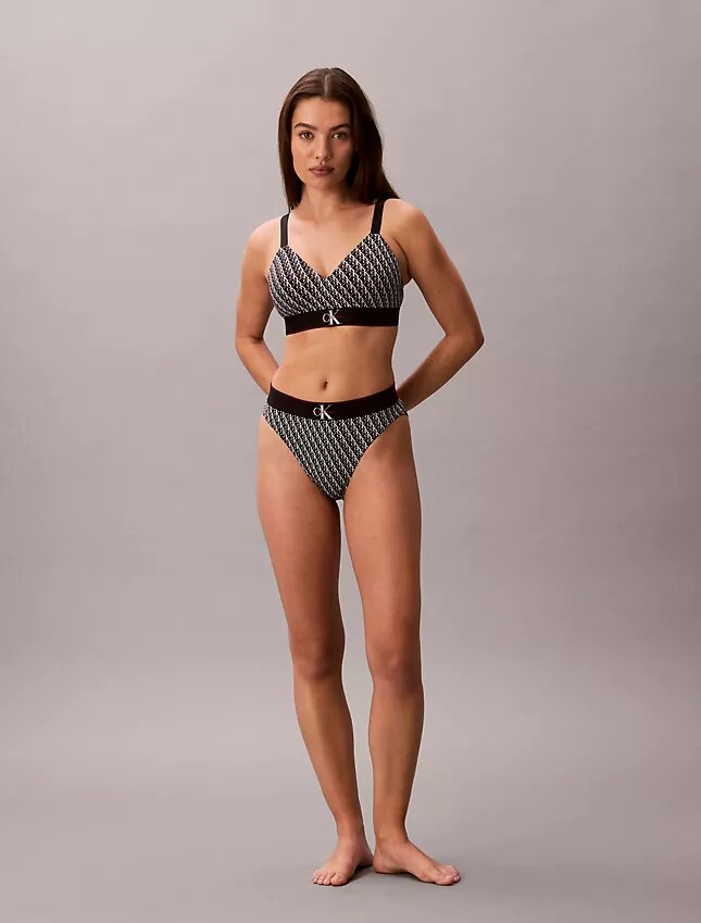 Bralette με γραφικό Monogram από Microfiber με ελαφριά επένδυση Bralette με γραφικό Monogram από Microfiber με ελαφριά επένδυση
