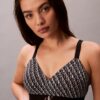 Bralette με γραφικό Monogram από Microfiber με ελαφριά επένδυση Bralette με γραφικό Monogram από Microfiber με ελαφριά επένδυση