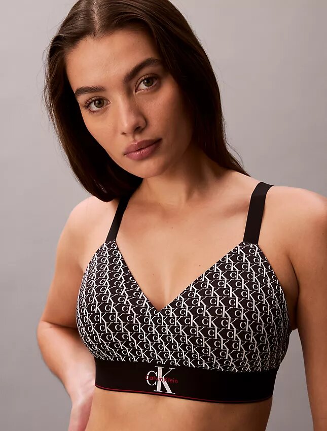 Bralette με γραφικό Monogram από Microfiber με ελαφριά επένδυση Bralette με γραφικό Monogram από Microfiber με ελαφριά επένδυση