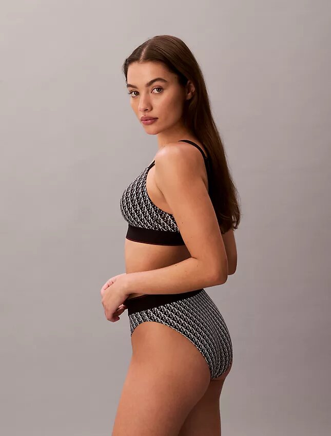 Bralette με γραφικό Monogram από Microfiber με ελαφριά επένδυση Bralette με γραφικό Monogram από Microfiber με ελαφριά επένδυση