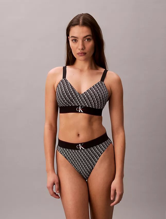 Bralette με γραφικό Monogram από Microfiber με ελαφριά επένδυση Bralette με γραφικό Monogram από Microfiber με ελαφριά επένδυση