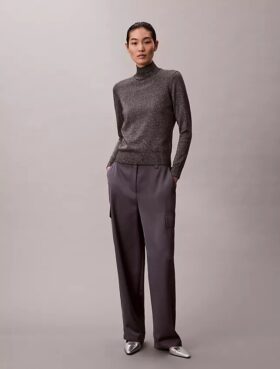 Χαλαρά παντελόνια cargo από σατέν twill