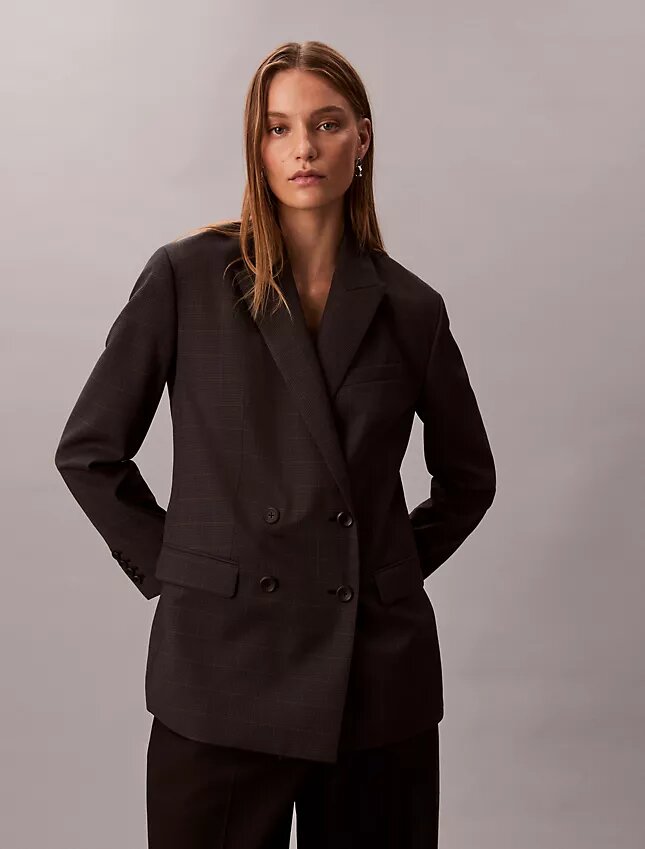 Χαλαρό σακάκι από μείγμα μαλλιού με μοτίβο houndstooth Χαλαρό σακάκι από μείγμα μαλλιού με μοτίβο houndstooth
