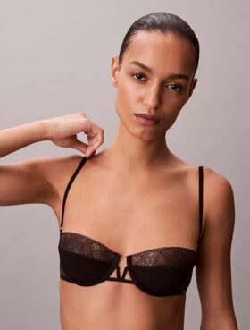CK Black γεωμετρικό δαντελένιο σουτιέν μπαλκονέ Unlined