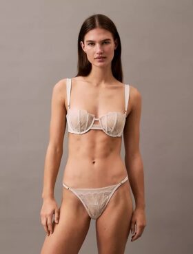 CK Black Μαύρο μπαλκονέ σουτιέν Unlined με λουλουδάτη δαντέλα