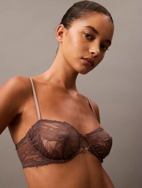CK Black Μαύρο μπαλκονέ σουτιέν Unlined με λουλουδάτη δαντέλα