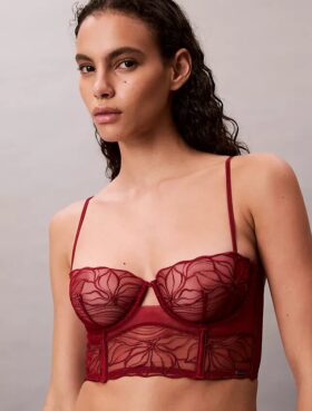 CK Black Μαύρο μπαλκονέ σουτιέν Unlined με λουλουδάτη δαντέλα
