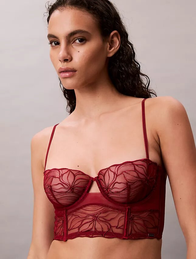 CK Black Μαύρο μπαλκονέ σουτιέν Unlined με λουλουδάτη δαντέλα CK Black Μαύρο μπαλκονέ σουτιέν Unlined με λουλουδάτη δαντέλα