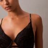 CK Black Push-Up Plunge Bra with Floral Lace CK Black Push-Up Plunge Bra with Floral Lace