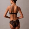 CK Black Push-Up Plunge Bra with Floral Lace CK Black Push-Up Plunge Bra with Floral Lace
