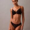 CK Black Push-Up Plunge Bra with Floral Lace CK Black Push-Up Plunge Bra with Floral Lace
