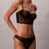 CK Black Thong με λουλουδάτο δαντέλα