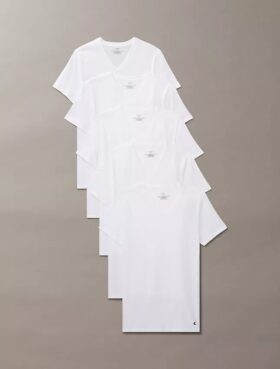 Cotton Classics Σετ 5 τεμαχίων Κλασική εφαρμογή T-shirt με V λαιμόκοψη