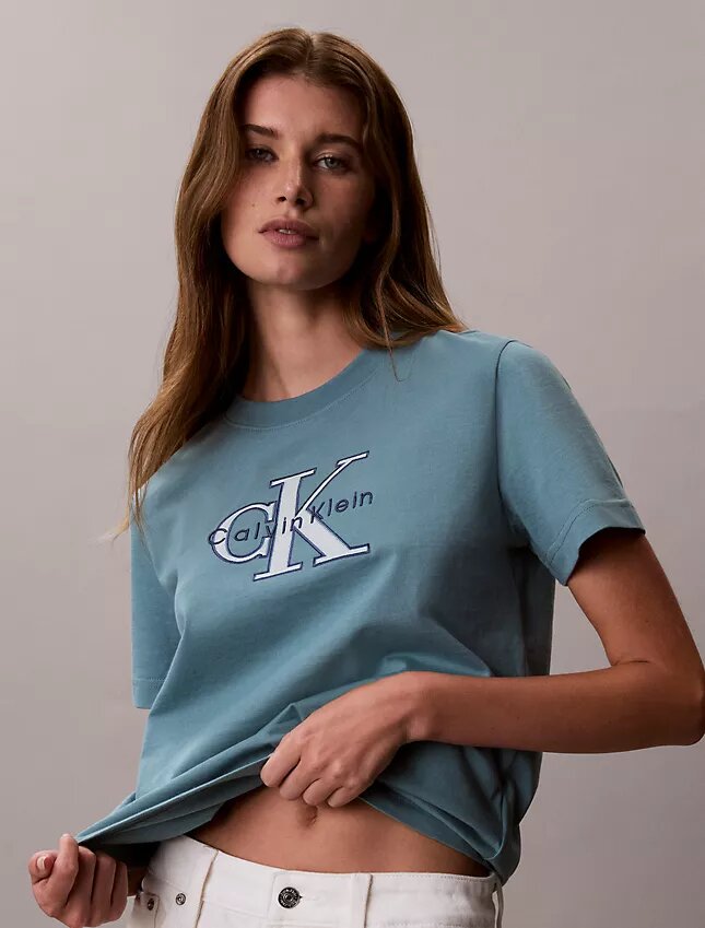 Διχρωμο κλασικό T-shirt Monologo Διχρωμο κλασικό T-shirt Monologo
