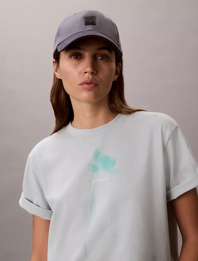 Φαρδύ T-shirt με floral λογότυπο Φαρδύ T-shirt με floral λογότυπο