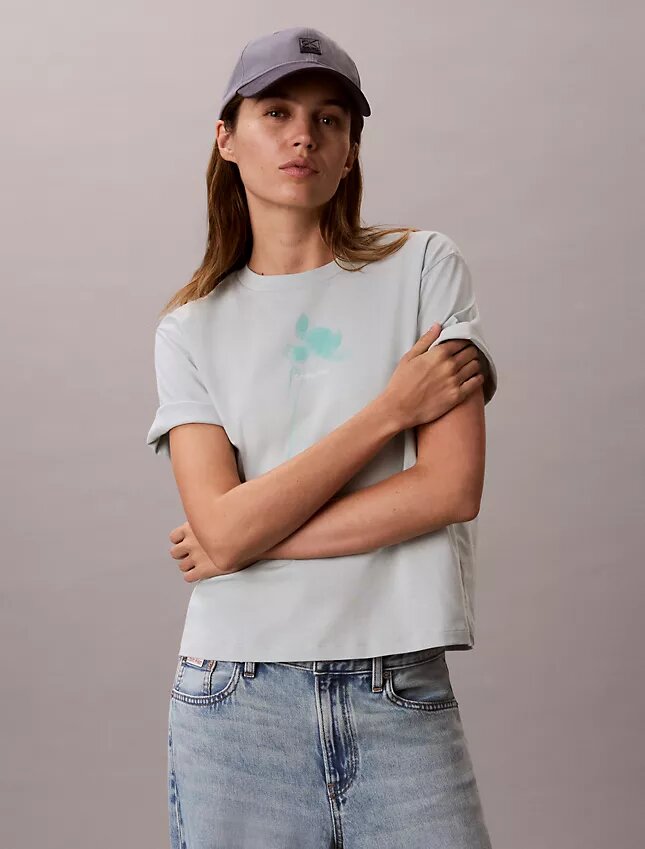 Φαρδύ T-shirt με floral λογότυπο Φαρδύ T-shirt με floral λογότυπο