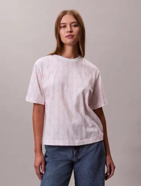 Φαρδύ T-shirt με μοτίβο Monogram σε όλη την επιφάνεια