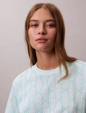 Φαρδύ T-shirt με μοτίβο Monogram σε όλη την επιφάνεια