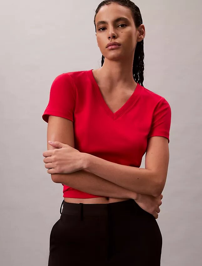 Φαρδύ T-shirt με V λαιμόκοψη από Liquid Cotton Φαρδύ T-shirt με V λαιμόκοψη από Liquid Cotton