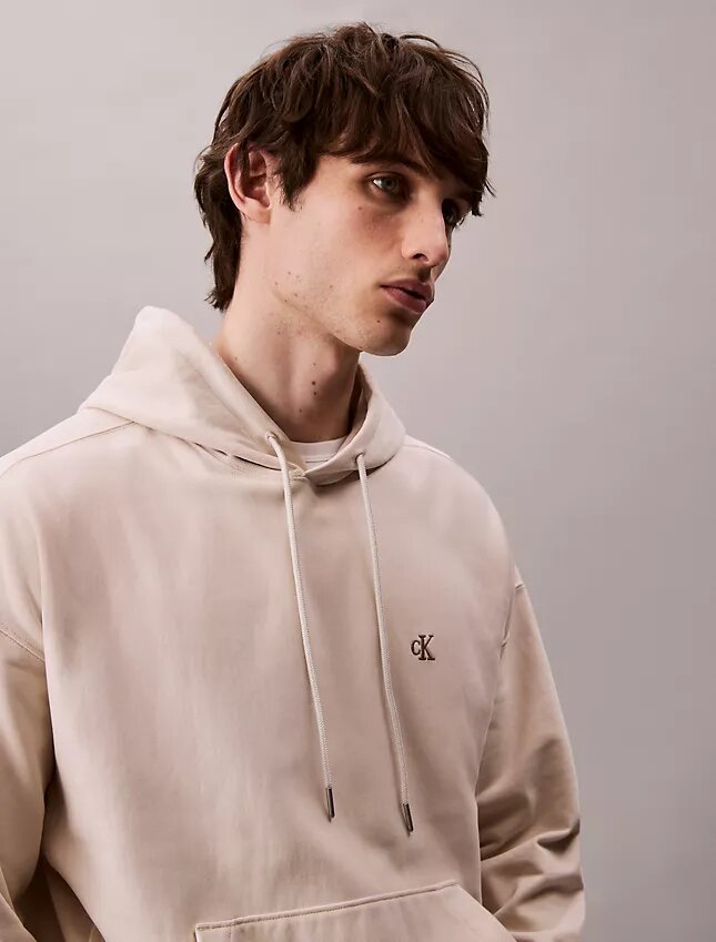 Φούτερ με κουκούλα από φλις υψηλής ποιότητας με χαλαρή γραμμή και Monogram Φούτερ με κουκούλα από φλις υψηλής ποιότητας με χαλαρή γραμμή και Monogram