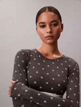 Icon Cotton Modal Ελαφρώς φοδραρισμένο μακρυμάνικο μπλουζάκι-Bralette