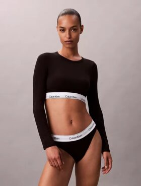 Icon Cotton Modal Ελαφρώς φοδραρισμένο μακρυμάνικο μπλουζάκι-Bralette
