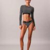 Icon Βαμβακερό Modal Ελαφρώς Φοδραρισμένο Bralette με Μακριά Μανίκια