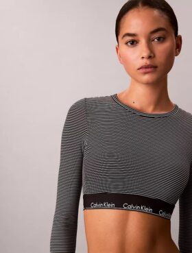 Icon Βαμβακερό Modal Ελαφρώς Φοδραρισμένο Bralette με Μακριά Μανίκια