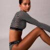Icon Βαμβακερό Modal Ελαφρώς Φοδραρισμένο Bralette με Μακριά Μανίκια