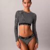 Icon Βαμβακερό Modal Ελαφρώς Φοδραρισμένο Bralette με Μακριά Μανίκια