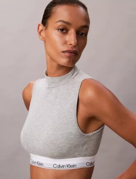 Icon Βαμβακερό Modal ελαφρώς φοδραρισμένο Bralette με ψηλό λαιμό