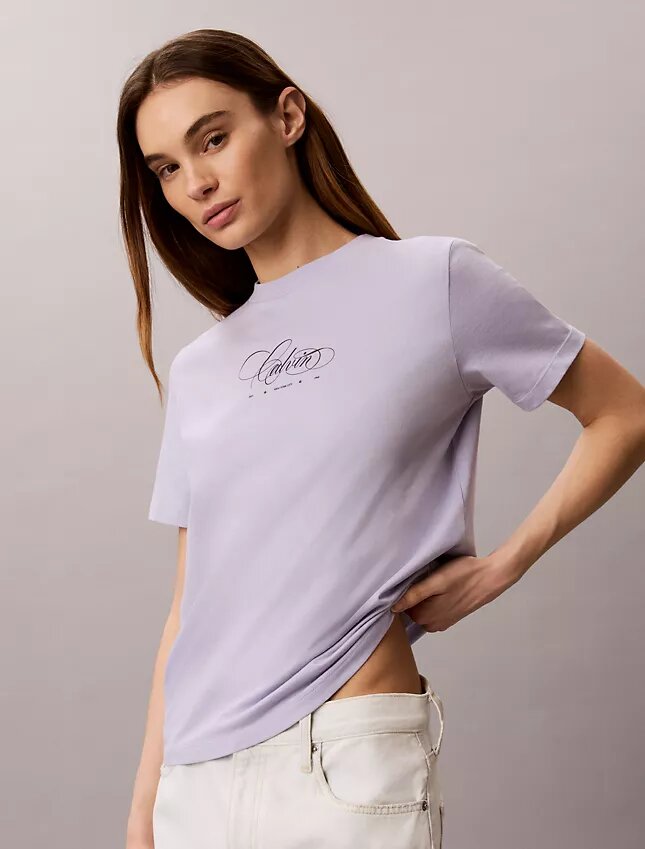 Κλασικό μπλουζάκι με λογότυπο Calvin Script Κλασικό μπλουζάκι με λογότυπο Calvin Script