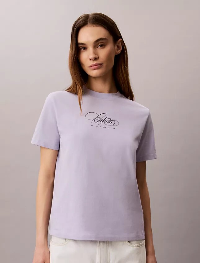 Κλασικό μπλουζάκι με λογότυπο Calvin Script Κλασικό μπλουζάκι με λογότυπο Calvin Script