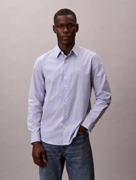 Κλασικό πουκάμισο με κουμπιά από Cotton Stretch με ρίγες