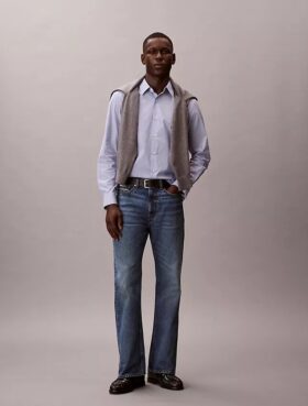 Κλασικό πουκάμισο με κουμπιά από Cotton Stretch με ρίγες