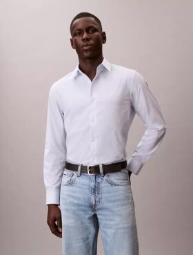 Κλασικό πουκάμισο με κουμπιά από Cotton Stretch με ρίγες