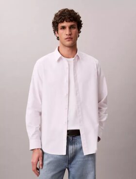 Κλασικό πουκάμισο Oxford με ρίγες από Cotton Stretch και κουμπιά