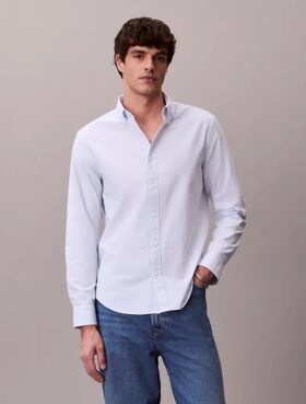 Κλασικό πουκάμισο Oxford με ρίγες από Cotton Stretch και κουμπιά