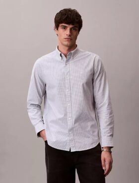 Κλασικό πουκάμισο Oxford με ρίγες από Cotton Stretch και κουμπιά