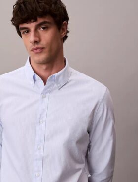 Κλασικό πουκάμισο Oxford με ρίγες από Cotton Stretch και κουμπιά