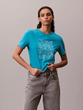 Κλασικό T-shirt με γραφικό λογότυπο με γκλίτερ