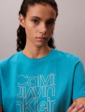 Κλασικό T-shirt με γραφικό λογότυπο με γκλίτερ