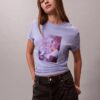 Κλασικό T-shirt με γραφικό λογότυπο με λουλούδια