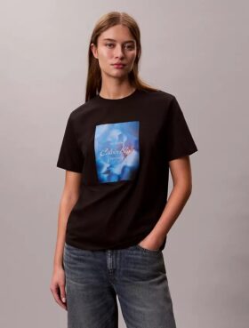 Κλασικό T-shirt με γραφικό λογότυπο με λουλούδια
