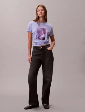Κλασικό T-shirt με γραφικό λογότυπο με λουλούδια